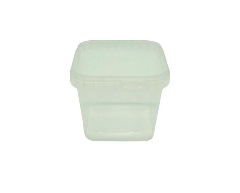 Dézsmazáras szögletes tálka 500 ml PP víztiszta 100 x 100 mm