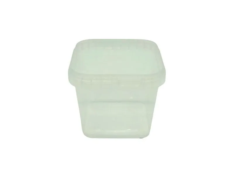 Dézsmazáras szögletes tálka 500 ml PP víztiszta 100 x 100 mm