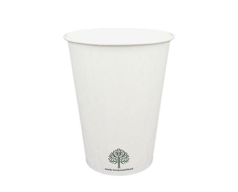 Vízbázisú fehér papírpohár 3 dl, 12oz, 100% komposztálható