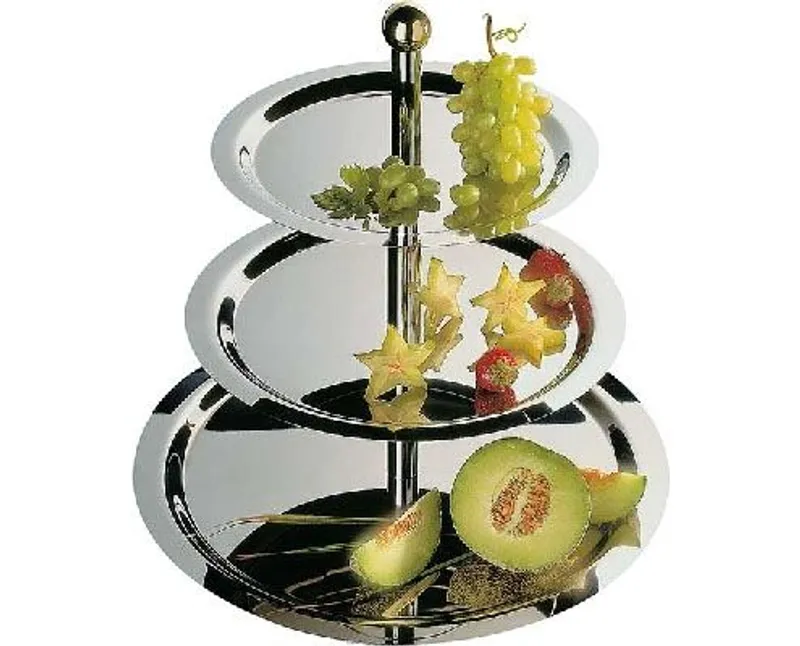 Gyümölcsállvány, 3 emeletes, rozsdamentes acél, mag. 50 cm