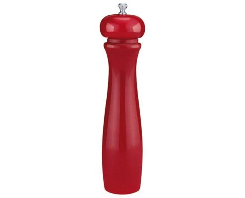 Borsőrlő, fa, kerámia mechanikával, mag. 25 cm, piros