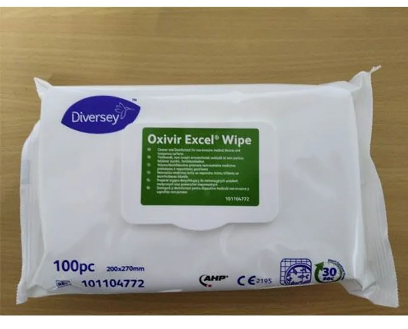 Fertőtlenítő kendő, Oxivir Excel Wipe, tisztító- és fertőtlenítő kendő 100 db/csomag