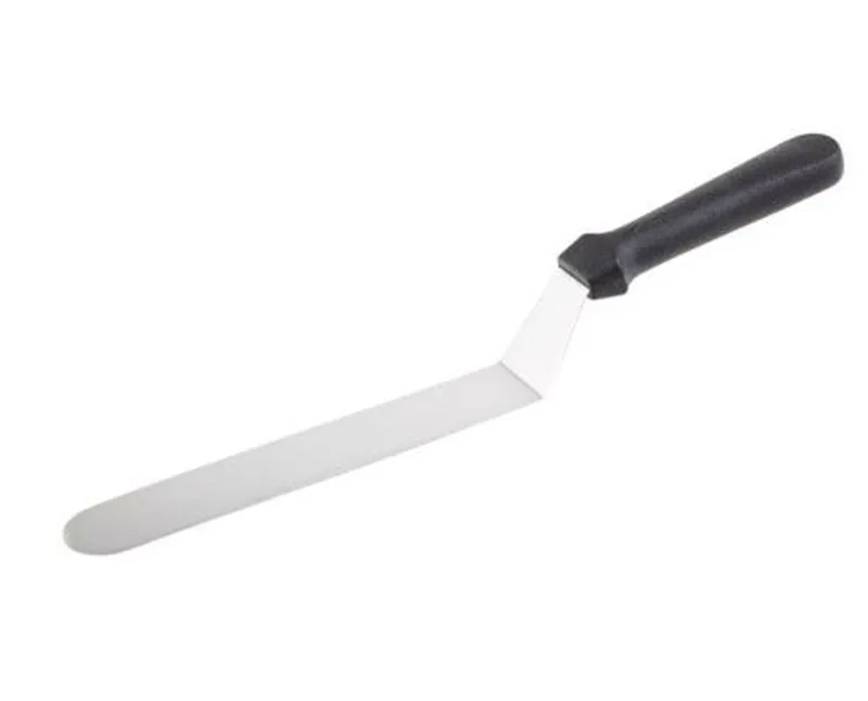 Rozsdamentes acél hajlított spatula polipropilén nyéllel 18,5 x 3 cm