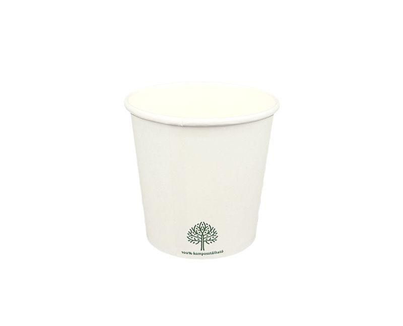 Vízbázisú fehér papírpohár 1 dl, 4oz, 100% komposztálható