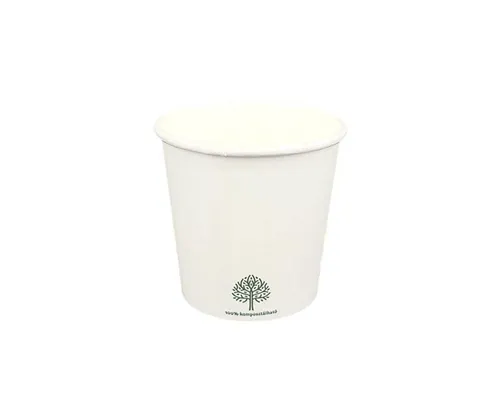 Vízbázisú fehér papírpohár 1 dl, 4oz, 100% komposztálható