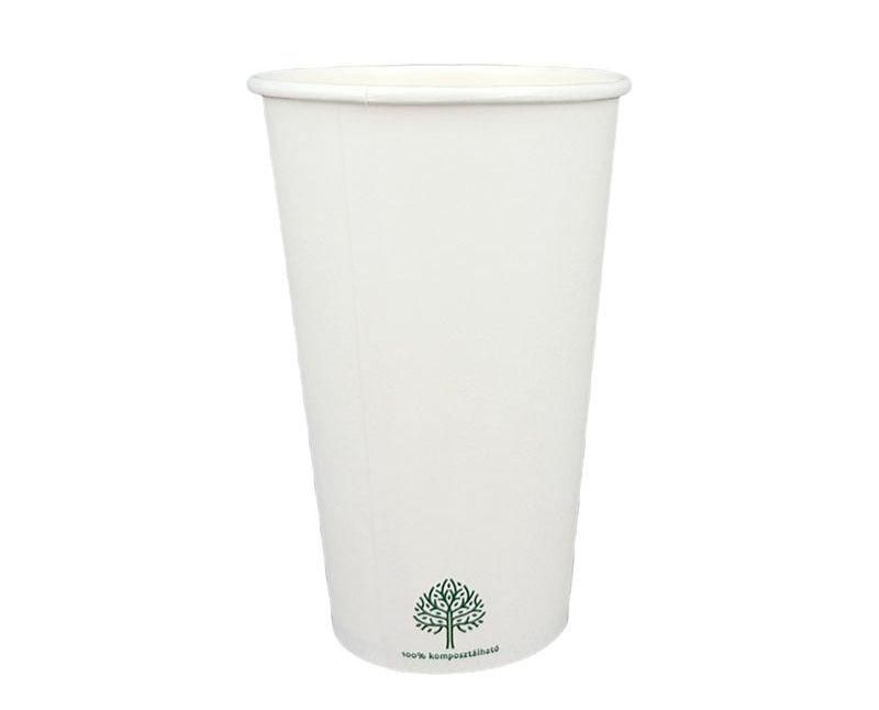 Vízbázisú fehér papírpohár 4 dl, 16oz, 100% komposztálható