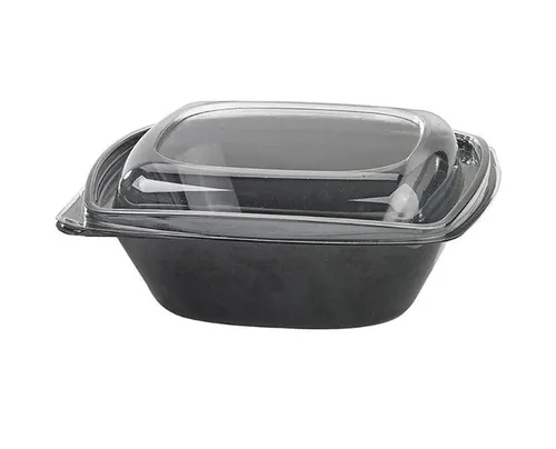 Fekete szögletes salátás tál PET 1000 ml