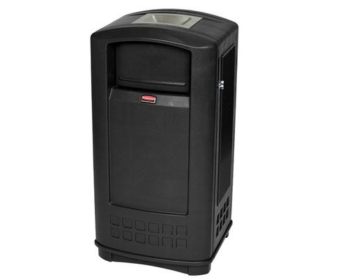 Rubbermaid kültéri szemetes hamutartóval fekete 132,5 l