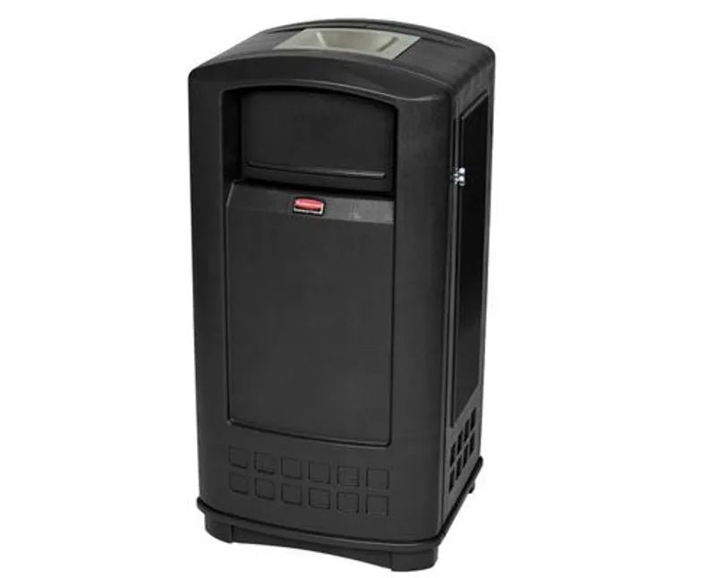 Rubbermaid kültéri szemetes hamutartóval fekete 132,5 l