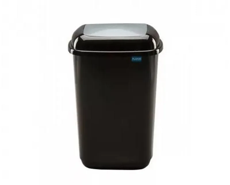Plafor Quatro rugós billenő fedeles szemetes, fekete/ezüst, 45 l