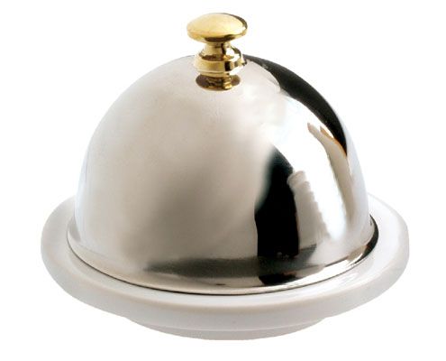 Sütő-porcelán vajtartó tálka 7 cl rozsdamentes acél fedővel