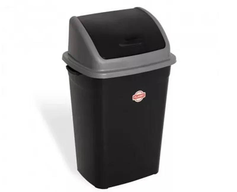 Műanyag billenőfedeles szemetes kuka, fekete, 16 l