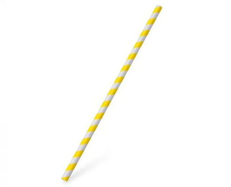 Papír Szívószál Jumbo 250 mm sárga - környezetbarát