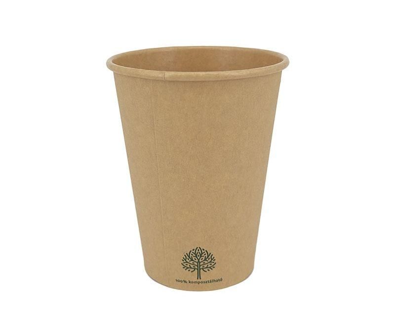 Vízbázisú kraft papírpohár 3 dl, 12oz, 100% komposztálható