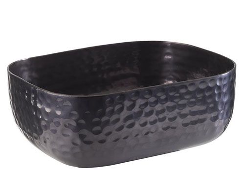 Kenyértartó alu tál, Streetfood style, kalapált felület, sötétszürke kinézet