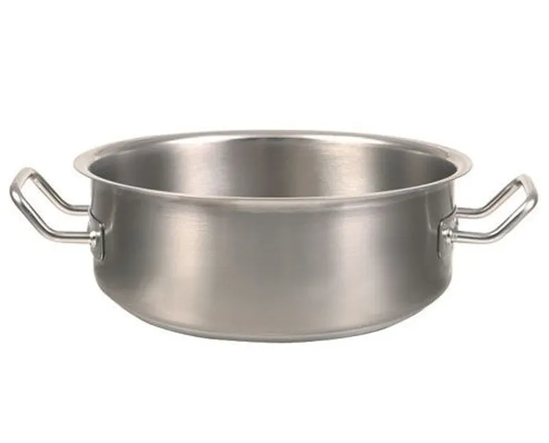 Alacsony lábas átm. 50 cm, mag. 20 cm, űrt. 40 l, rozsdamentes acél, tripla alj, matt