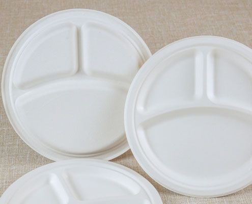 Bio lebomló natúr cukornád 3 részes papír tányér komposztálható 25,4 cm