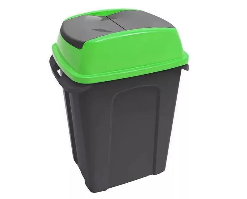 HIPPO billenős szelektív hulladékgyűjtő szemetes, műanyag, antracit/zöld, 50 l