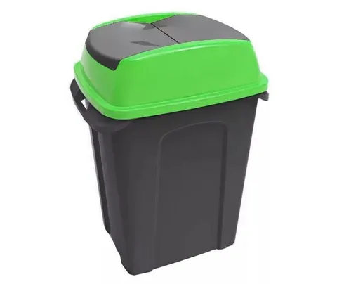 HIPPO billenős szelektív hulladékgyűjtő szemetes, műanyag, antracit/zöld, 50 l