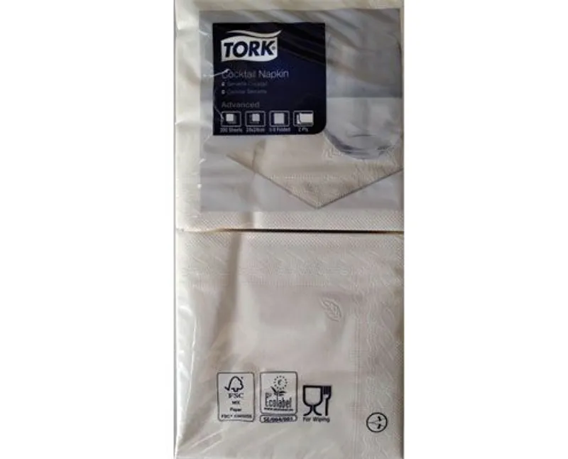 Tork Advanced koktélszalvéta 2 rétegű fehér 24 x 24 cm 1/4