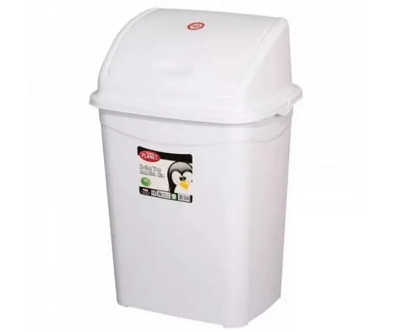 Műanyag billenőfedeles szemetes kuka, luxury fehér, 4 l