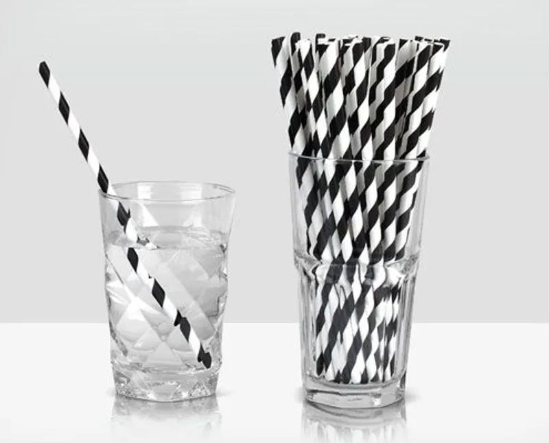 Papír szívószál koktél csíkos - környezetbarát 8 x 230 mm