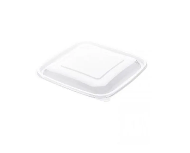 Dishy szögletes nagy salátás tál PET víztiszta tető 190 x 190 x 17 mm 500-1500 ml-es aljakhoz