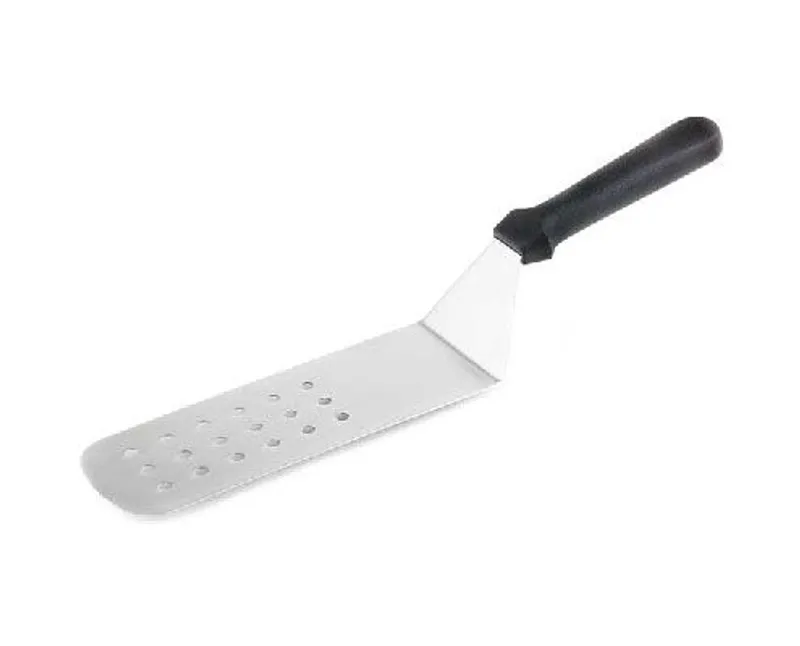 Rozsdamentes acél hajlított perforált spatula polipropilén nyéllel 37,5 cm