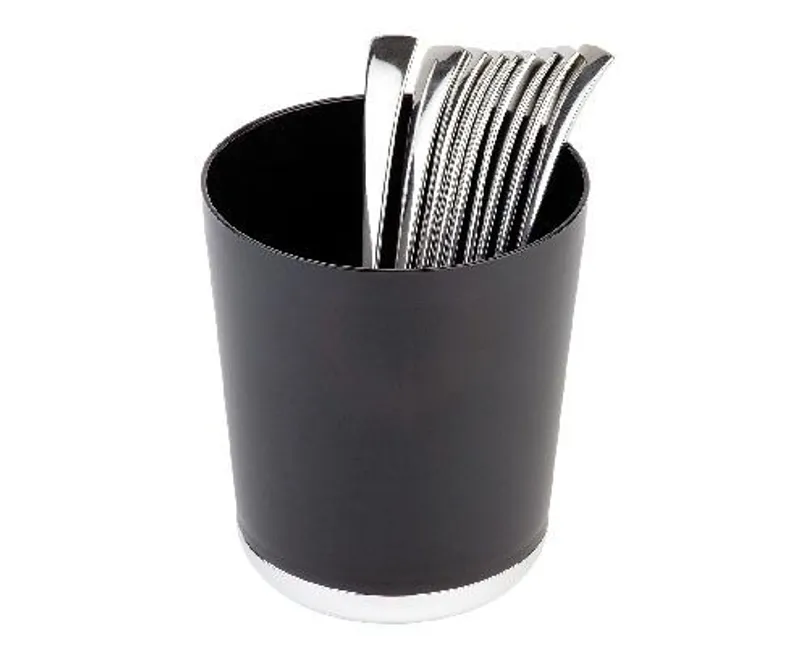 Base Chrome asztali szemetes vagy evőeszköztartó, 13 x 15 cm, 1,3 l, SAN, fekete
