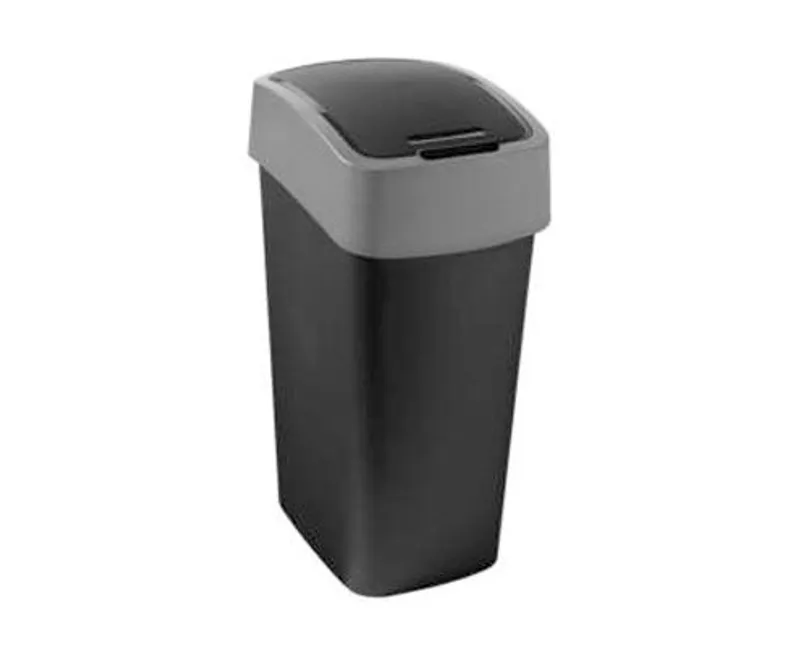 Curver "Pacific Flip Bin" billenő fedeles szemetes 50 l - Fekete/ezüst
