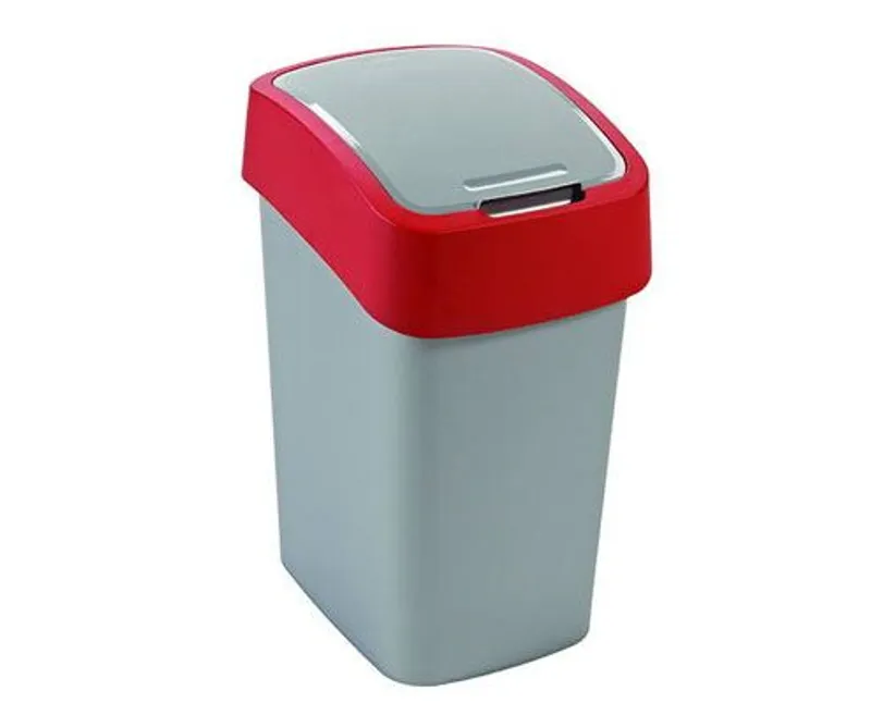 Curver "Pacific Flip Bin" billenő fedeles szemetes 25 l - Ezüst/piros