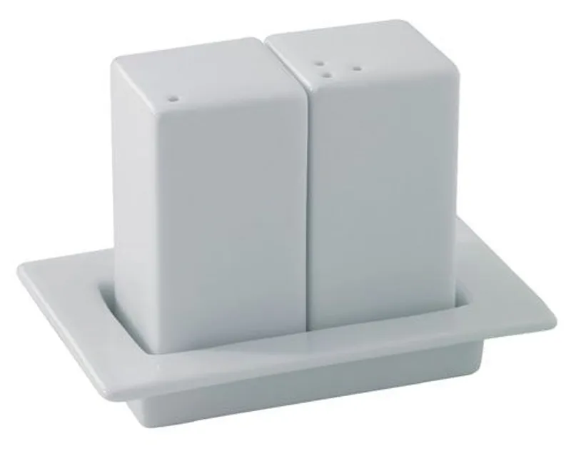 Grands Classiques só- és borsszóró szett tálcán, 11 x 7,3 x 8 cm, sütő porcelán, fehér