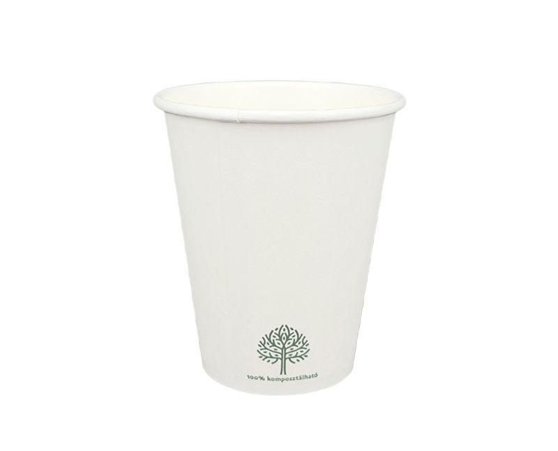 Vízbázisú fehér papírpohár 2 dl, 8oz, 100% komposztálható