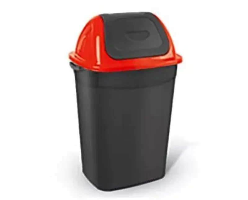Butterfly billenőfedeles műanyag szemetes kuka, fekete-piros, 50 l