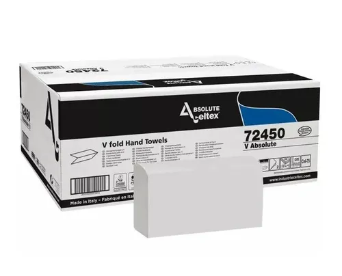Celtex Absolute V hajtogatott kéztörlő - 2 rétegű - recy - fehér - 21,5 x 21 cm
