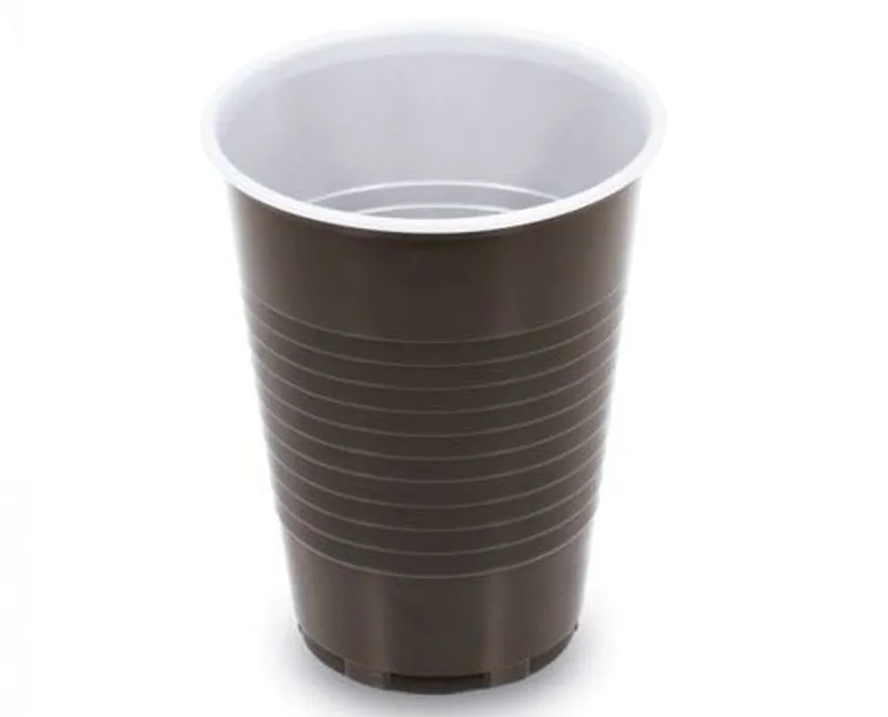 Műanyag pohár 180 ml barna-fehér