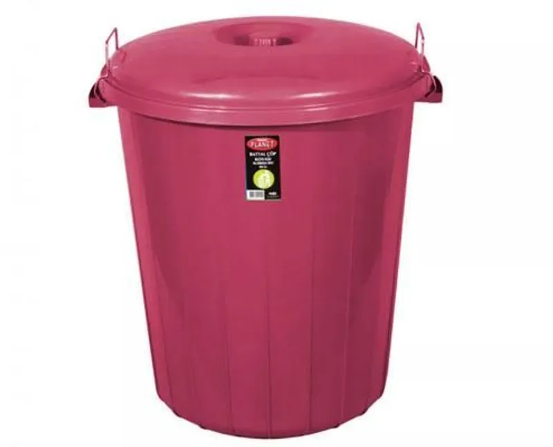 Kerek szemetes kuka fedéllel, zárható, műanyag, eco piros, 35 l