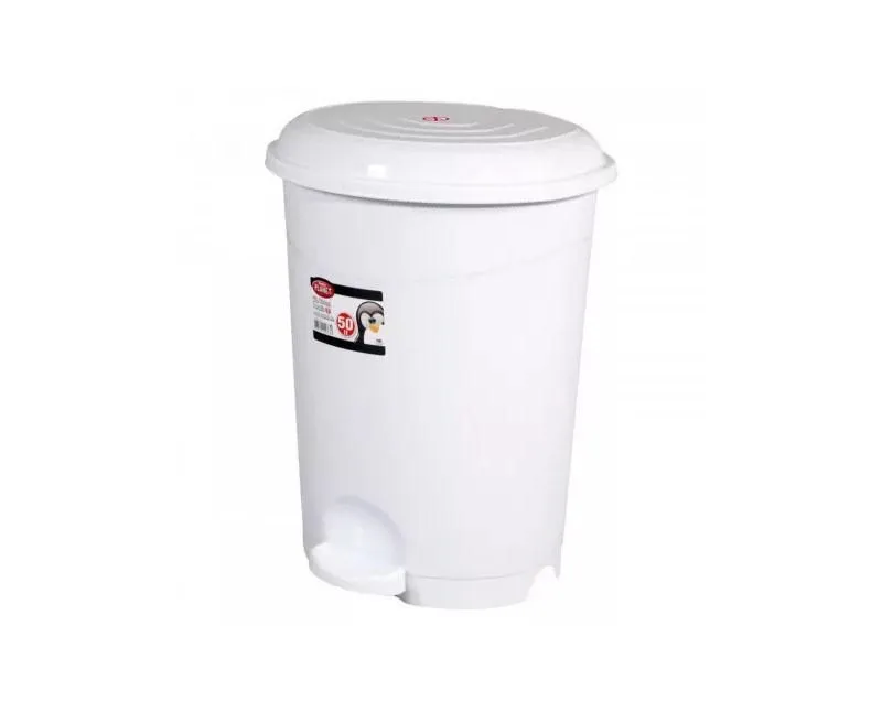 Pedálos szemetes kuka műanyag, kivehető kosárral, fehér, Luxury, 50 l NO5