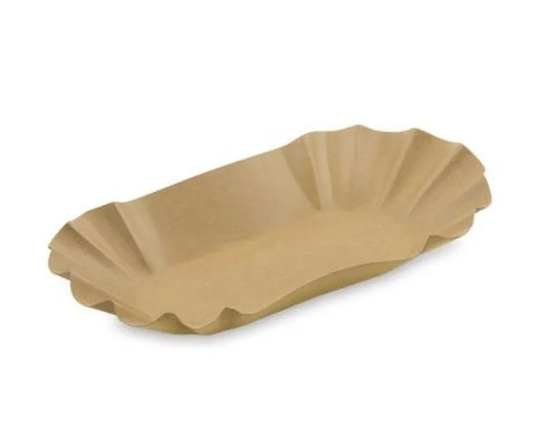 Ovál krumplis papírtálca barna kraft 175 x 105 x 30 mm