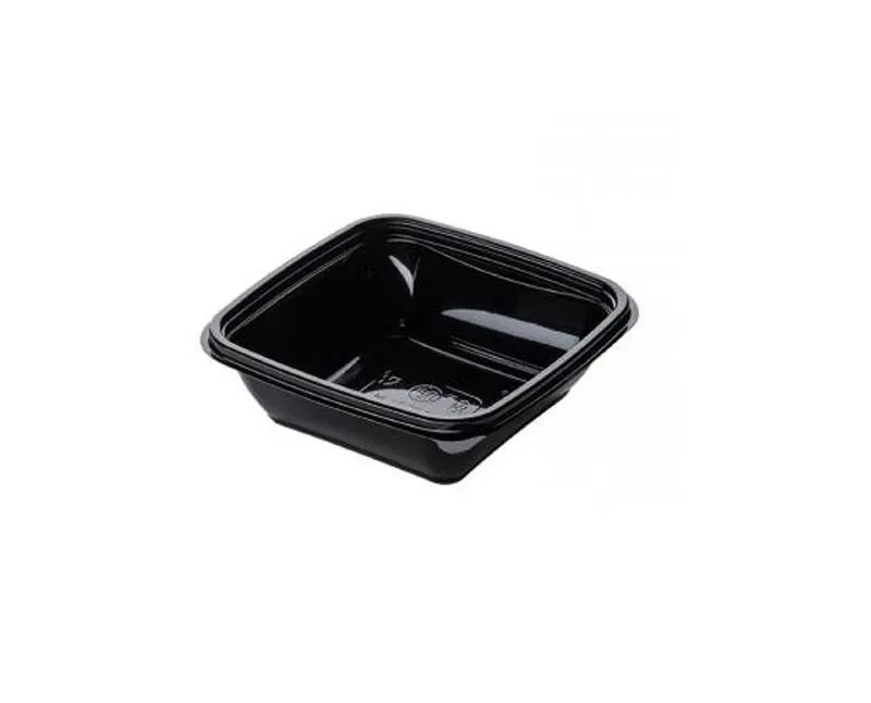 Dishy szögletes salátás tál PET fekete 125 x 125 x 52 mm 375 ml