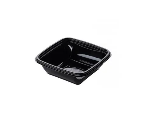 Dishy szögletes salátás tál PET fekete 125 x 125 x 52 mm 375 ml
