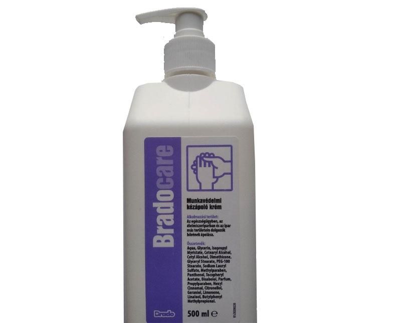 Munkavédelmi kézápoló krém, glicerines, pumpás, BradoCare 500 ml
