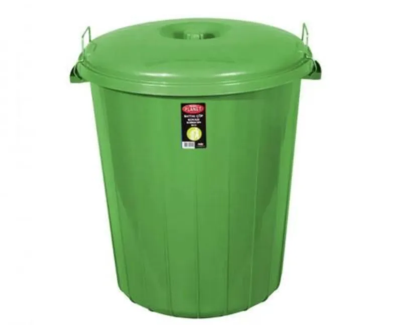 Kerek szemetes kuka fedéllel, zárható, műanyag, eco zöld, 70 l