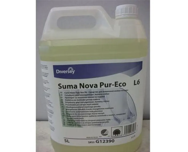 Diversey SUMA Nova Pur-Eco L6 eco címkével ellátott, folyékony gépi mosogatószer közepesen kemény és kemény vízhez 5 l