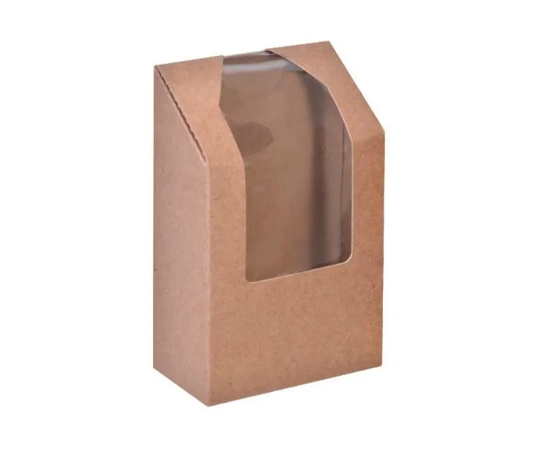 Tortilla/Wrap doboz, fedeles, 95 x 50 x 115 mm, kraft