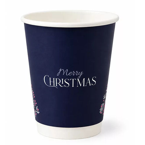 100% lebomló papírpohár duplafalú thermo 220 ml (80 mm) MERRY CHRISTMAS műanyagmentes Fő kép