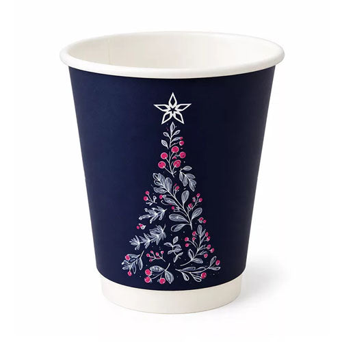 100% lebomló papírpohár duplafalú thermo 340 ml (90 mm) MERRY CHRISTMAS műanyagmentes