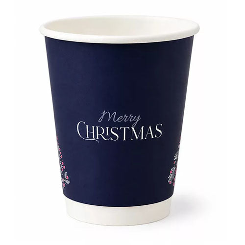 100% lebomló papírpohár duplafalú thermo 340 ml (90 mm) MERRY CHRISTMAS műanyagmentes Fő kép