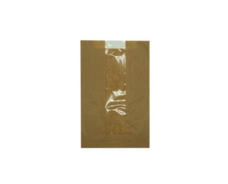 Ablakos papírtasak 160 + 60 x 250 mm, ablak: 50 mm, 35 g, barna kraft, nyomatlan Fő kép