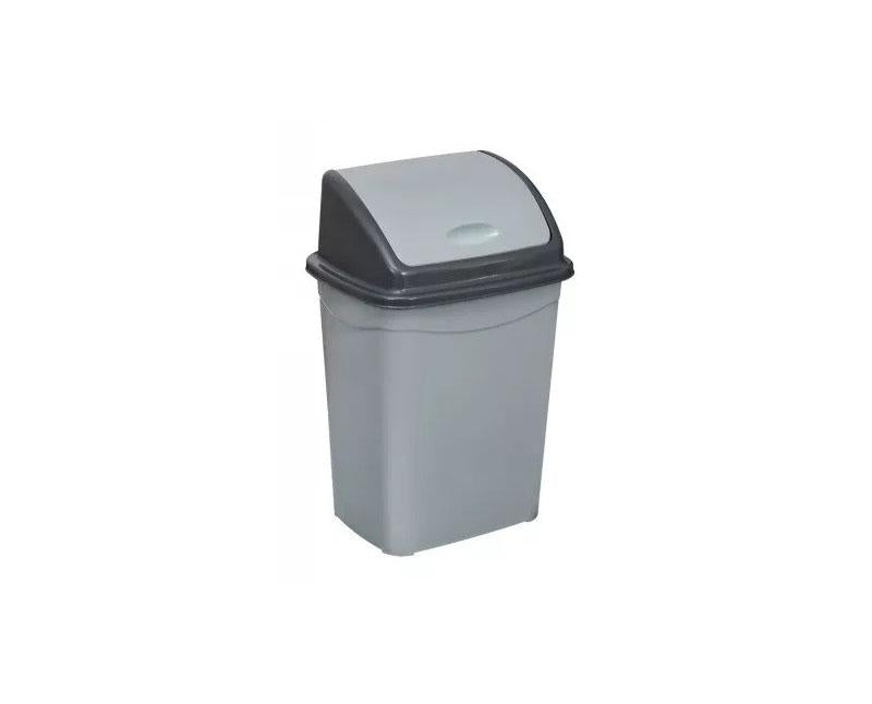 Billenőfedeles műanyag szemetes kuka, szürke/antracit, 16 l-es Fő kép
